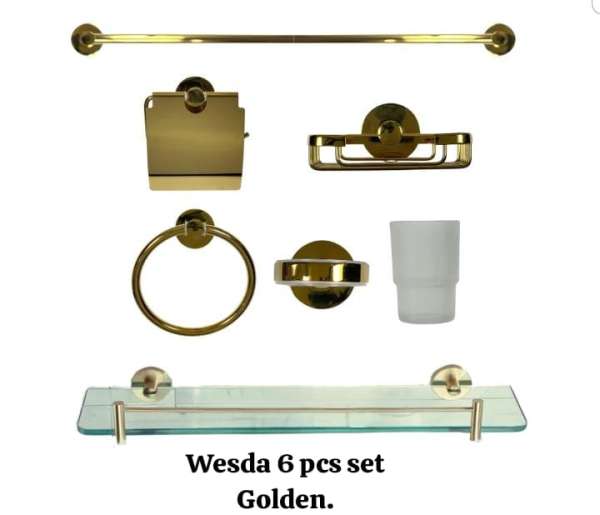 6-Piece Gold Bathroom Accessories Set